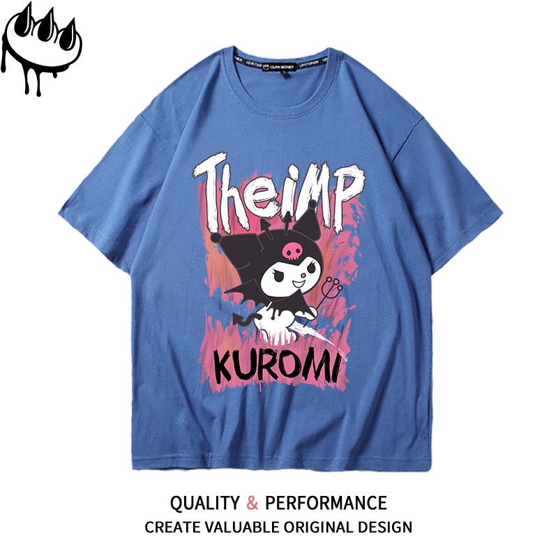 Claw Money brand KUROMI KUROMI printed off-shoulder short-sleeved T-shirt women's preppy style Y2K sweet and spicy 9J0d
