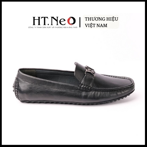 Giày mọi nam - giày lười nam HT.NEO da bò thật 100% mềm, đính chữ kim loại cực sang, đế bền bỉ chống trơn GM86