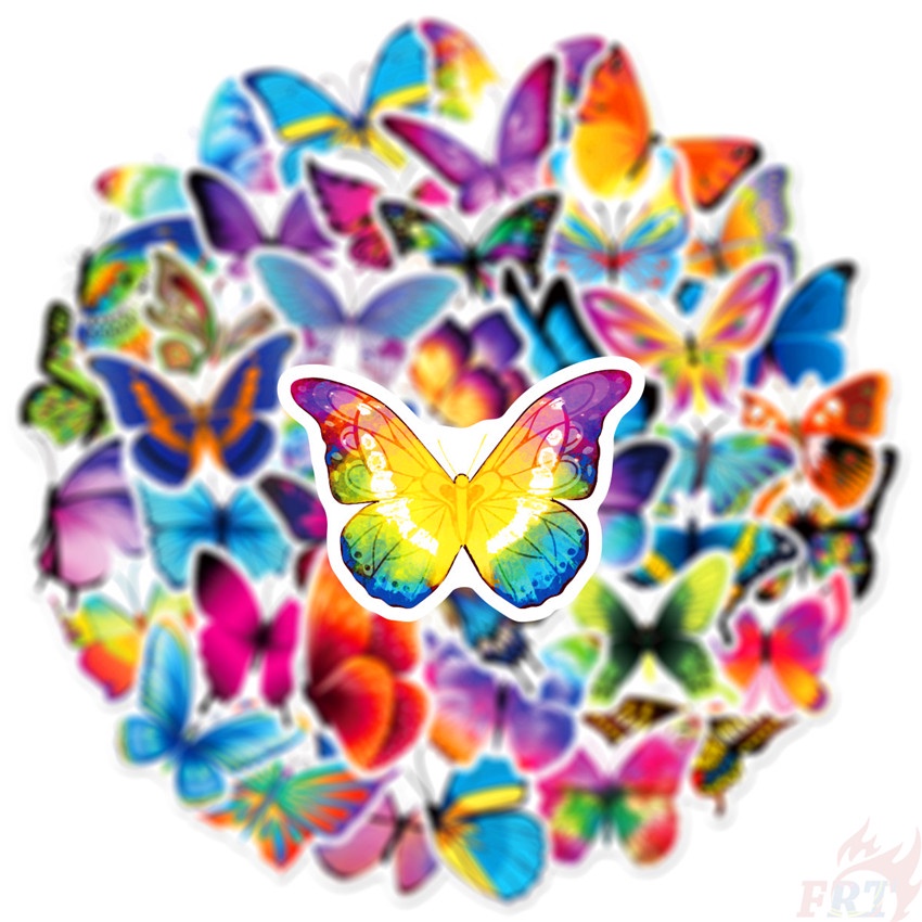 ❉ Miếng Dán Trang Trí Hình Bướm Nhiều Màu 05 ❉ Bộ 50 Miếng Dán Trang Trí Vali Laptop Ván Trượt DIY Thời Trang