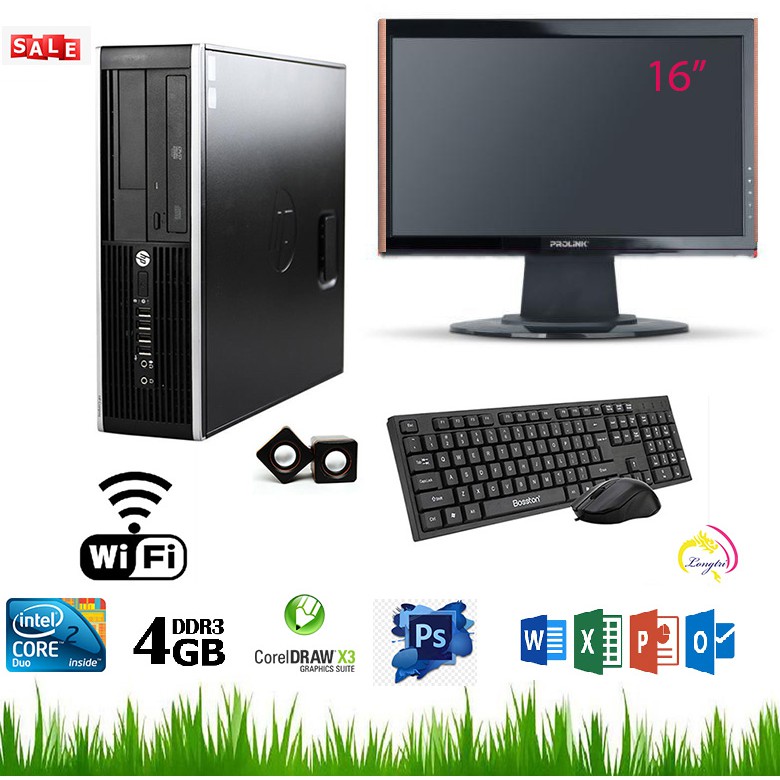 Bộ máy tính HP6000.Mượt ngang i3 LCD 16in,nhập khẩu,rất bền,chạy Mượt