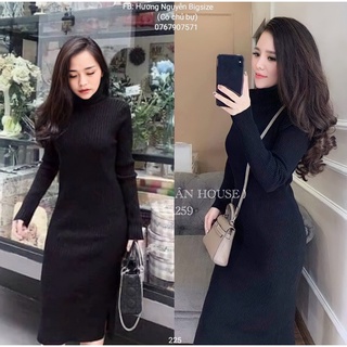 Bigsize đầm body cổ lọ thu đông