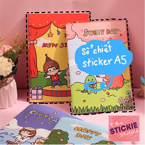 Sổ chiết Sticker Hình Dán A5 - Sổ Lưu Trữ Chiết Sticker 30 Tờ 60 Trang