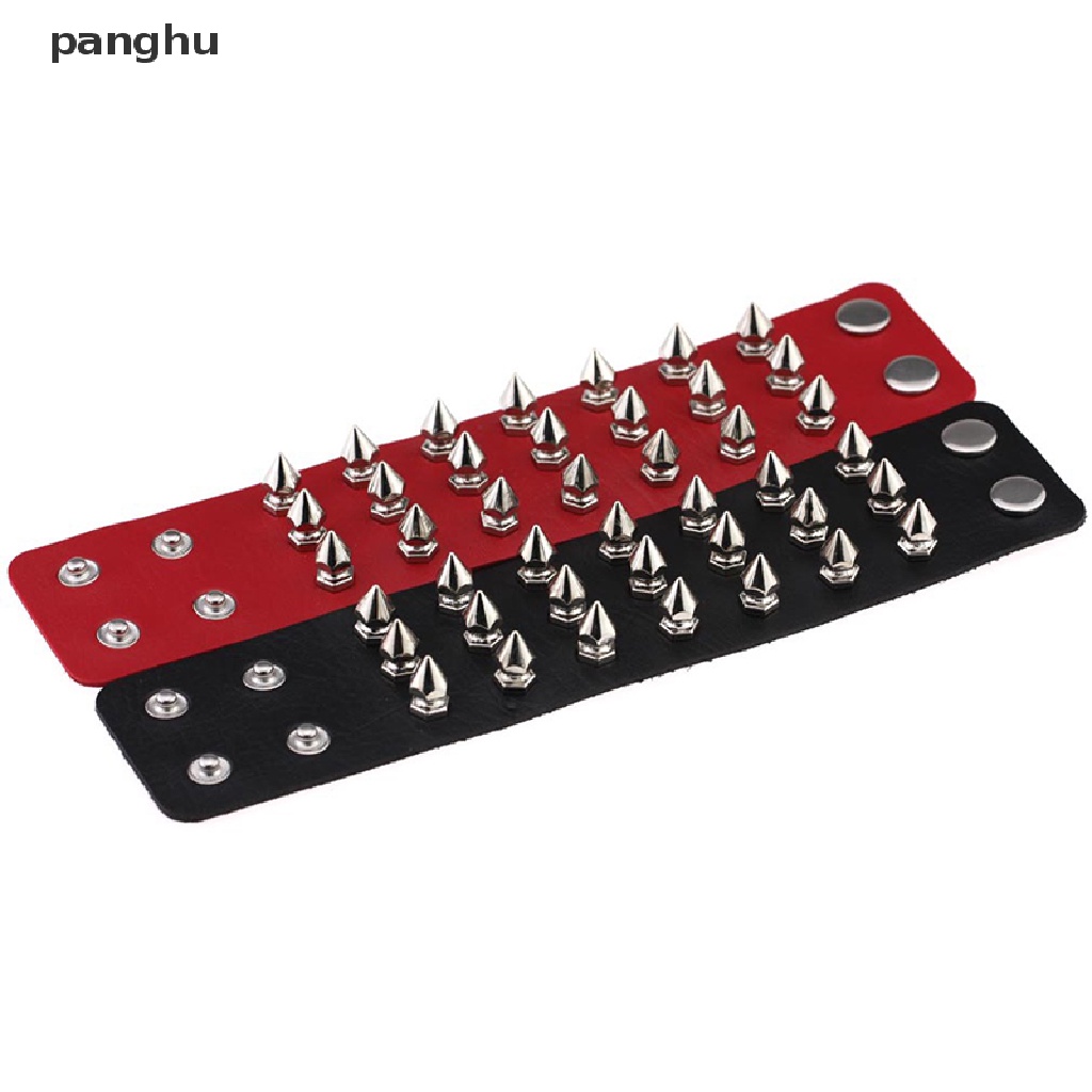 Vòng Tay Da PU Bản Rộng Đính Đinh Tán Phong Cách Punk Gothic