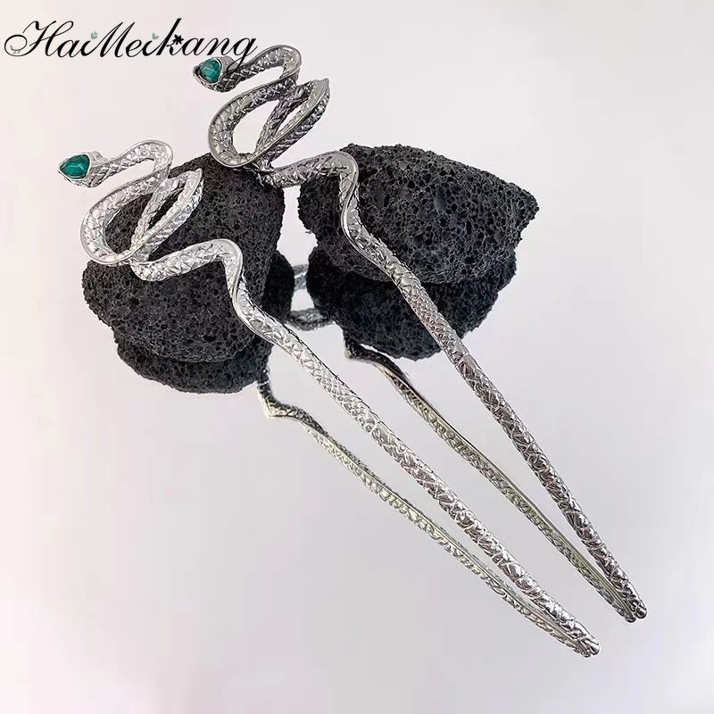 Trâm cài tóc Haimeikang bằng kim loại hình rắn phong cách Trung Hoa cổ điển cho nữ