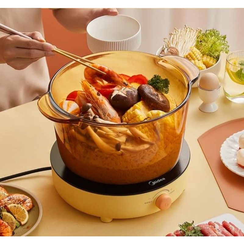 Bếp điện từ đơn hồng ngoại  MIDEA nội địa màu vàng viền tròn cao cấp bảo hành 12 tháng