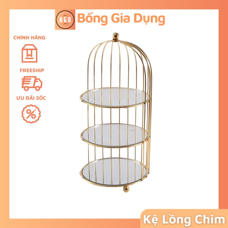 Kệ Mỹ Phẩm Lồng Chim, Kệ Đựng Đồ Trang Điểm 3 Tầng Đa Năng Để Bàn.