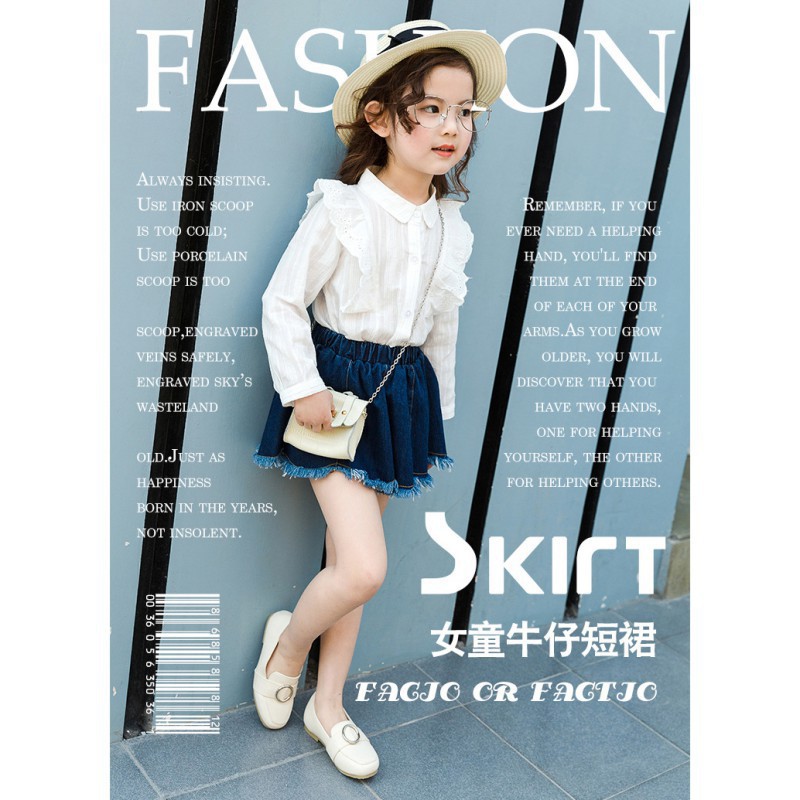 Váy mini bằng denim mùa hè cho bé gái