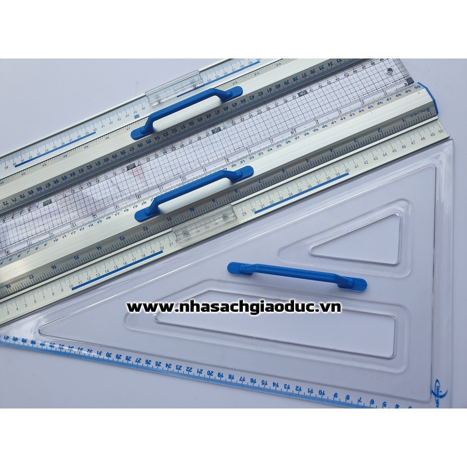 Thước Eke nhựa 60 độ giáo viên - có tay cầm