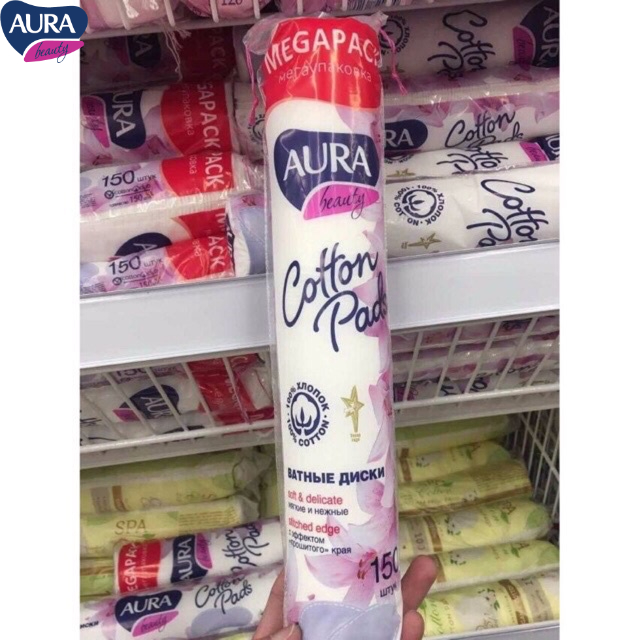 Combo 5 Bông Tẩy Trang Aura 100% Cotton Mềm Mịn 150 Miếng