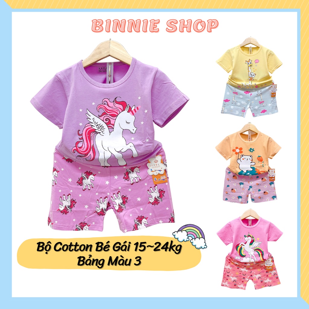 Đồ bộ bé gái BINNIE SHOP Quần áo bé gái chất thun cotton quảng châu xuất hàn cho bé từ 16-24kg (3-6 tuổi) BGT3