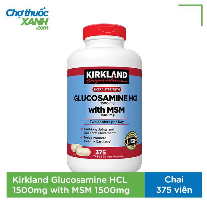 Kirkland Glucosamine HCL 1500mg with MSM 1500mg hỗ trợ xương khớp (Chai 375 viên)
