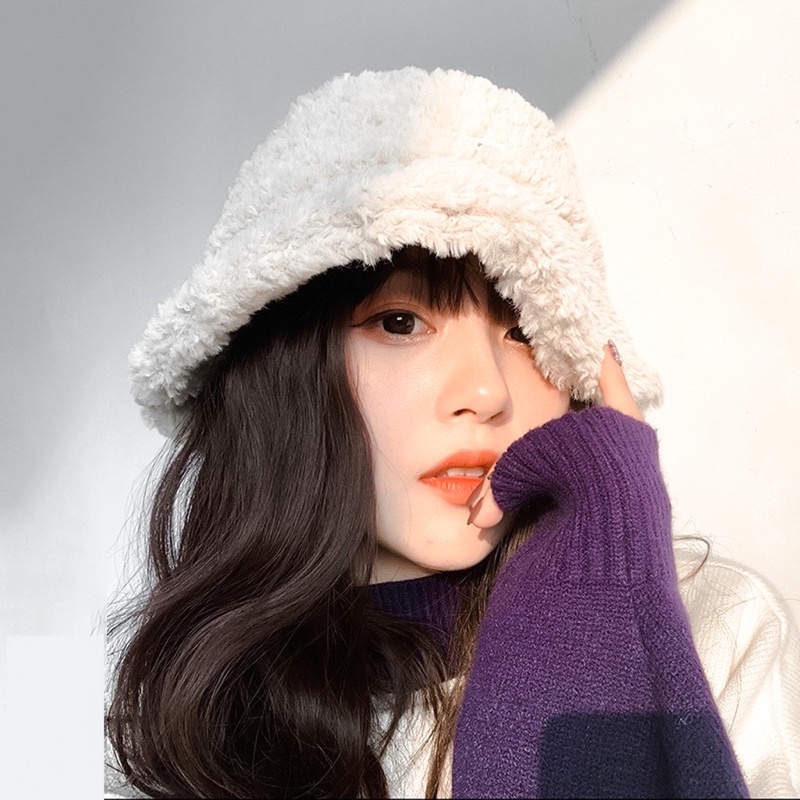 [ Hàng loại 1]Mũ lông chiên bucket retro thời trang hàn quốc mũ lông cừu nữ mềm giữ ấm thu đông ulzzang