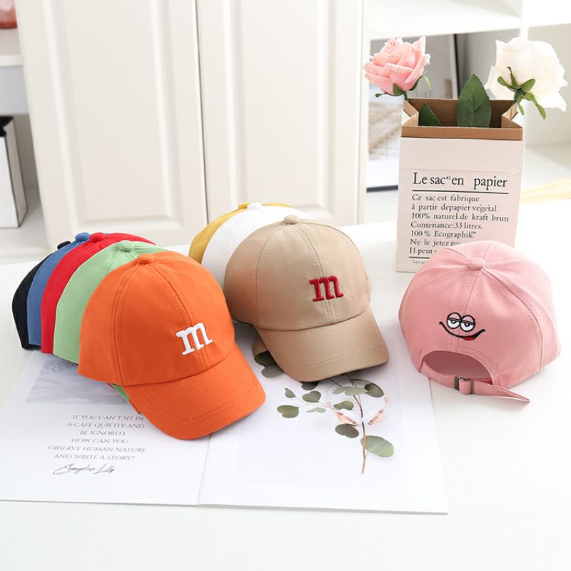 Nón Lưỡi Trai Thêu Chữ M Cho Bé 1-5 tuổi - Mũ lưỡi trai có điều chỉnh kích cỡ, in chữ dễ thương cho bé