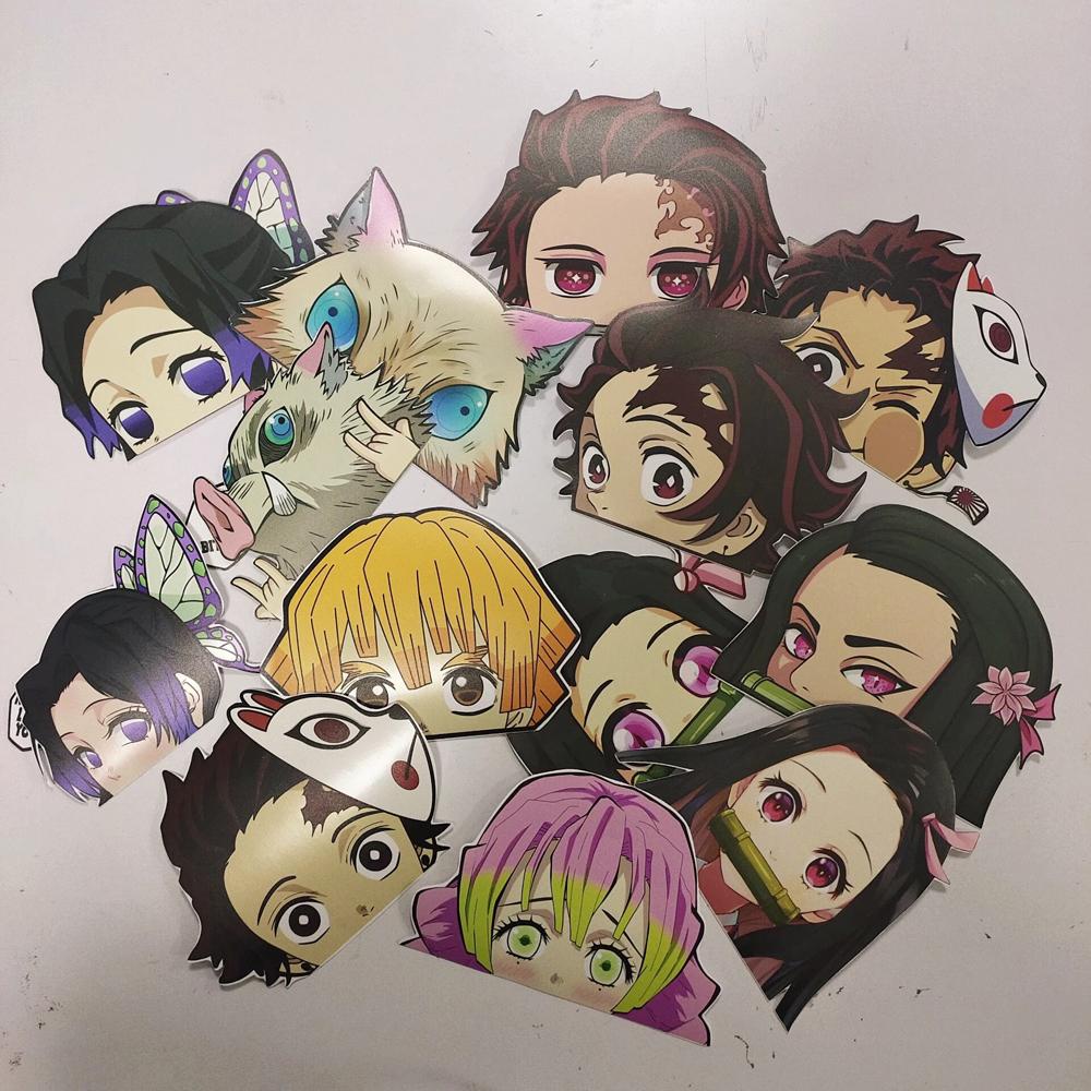 Miếng Dán Trang Trí Kính Chắn Gió Xe Hơi Hình Kimetsu No Yaiba