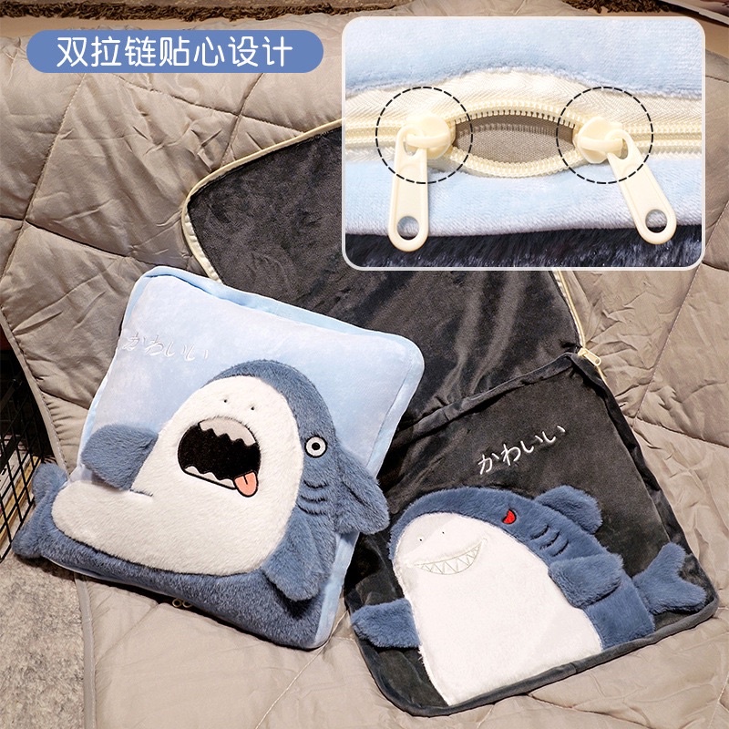 Bộ chăn Cá mập con - Baby shark siêu yêu cho bé, dân văn phòng - BLA009
