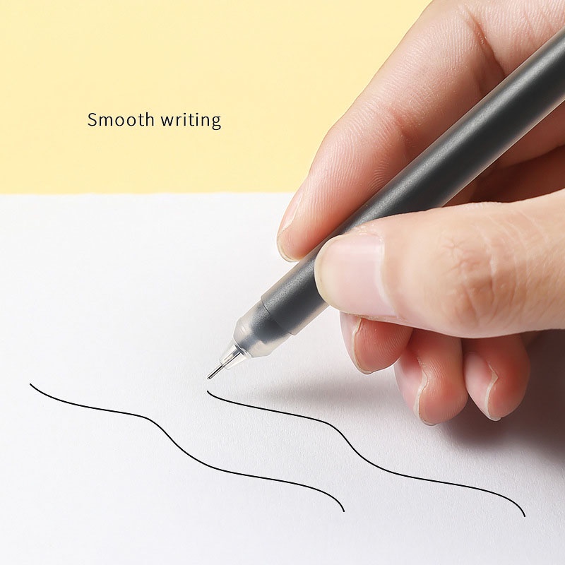 Set 12 Bút Bi Nước Ngòi 0.5mm Vỏ Carbon Màu Đen Tiện Dụng Cho Học Sinh/Văn Phòng