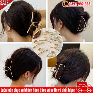 Kẹp Tóc Kim Loại CỠ LỚN Kiểu Dáng Hàn Quốc Xinh Xắn Cho Nữ (Cặp Tóc Hợp Kim Mạ Vàng)