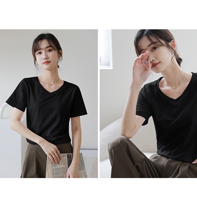Áo thun Made In Vietnam Cổ TIM MÀU ĐEN Sang-Xin-Mịn, 100% cotton thoáng khí, thấm hút mồ hôi