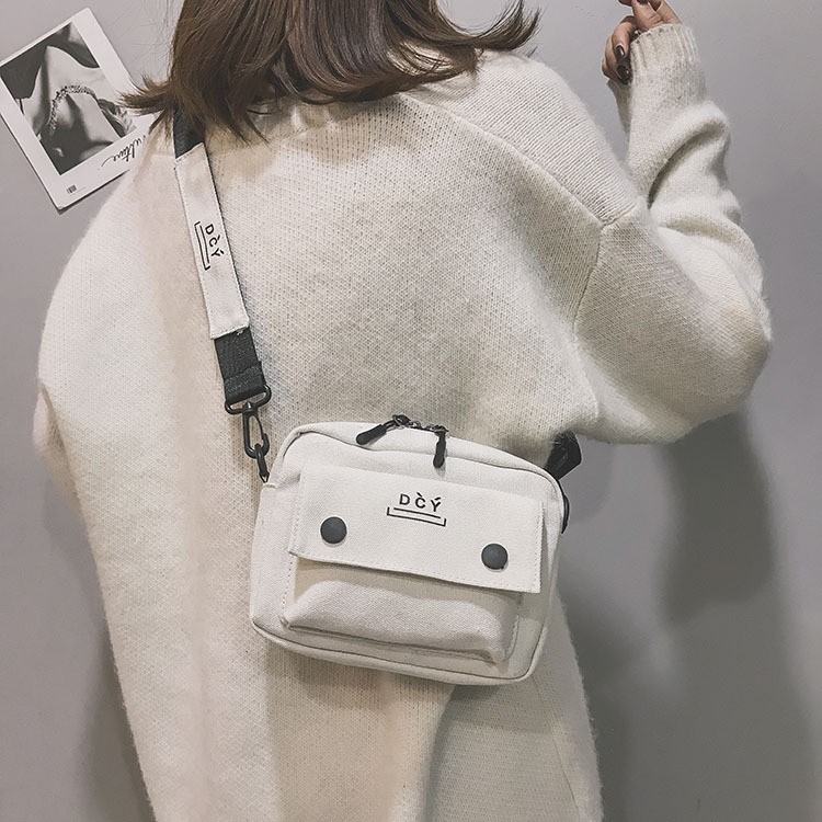 Túi Tote Đeo Chéo Nam Nữ Unisex Ulzzang Thời Trang Vải Canvas Thêu Chữ DCY, T007