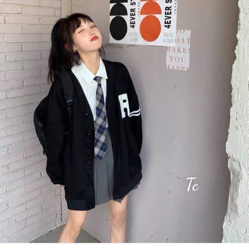 Áo Cadigan Chữ R Chất Nỉ Xịn Xò Dáng Unisex