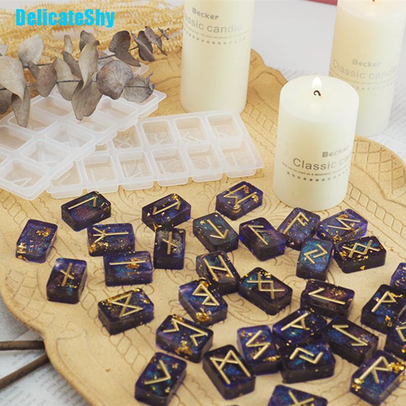 [DelicateShy Crystal Epoxy Resin Mold Energy Symbol Runes Letter Word Model Mirror DIY Moulds