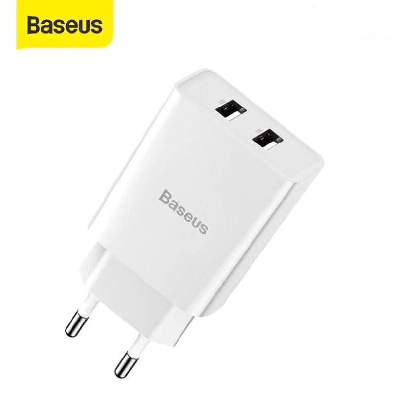 Củ sạc nhanh baseus 2 cổng USB chạy 5V- 2.1A nhỏ gọn chất lượng