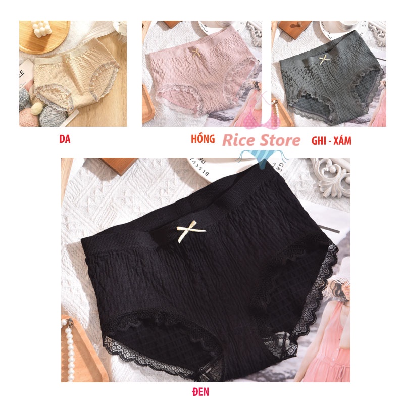 [Thanh Lý] quần lót nữ cotton vải mềm viền ren ôm bụng nâng mông KIMCHIBIKINI chíp kháng khuẩn co giãn 4 chiều QL005