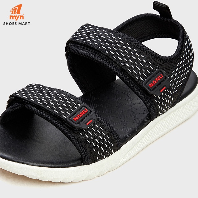 Sandal Nanu Basic Nam F2 Black white sọc trắng