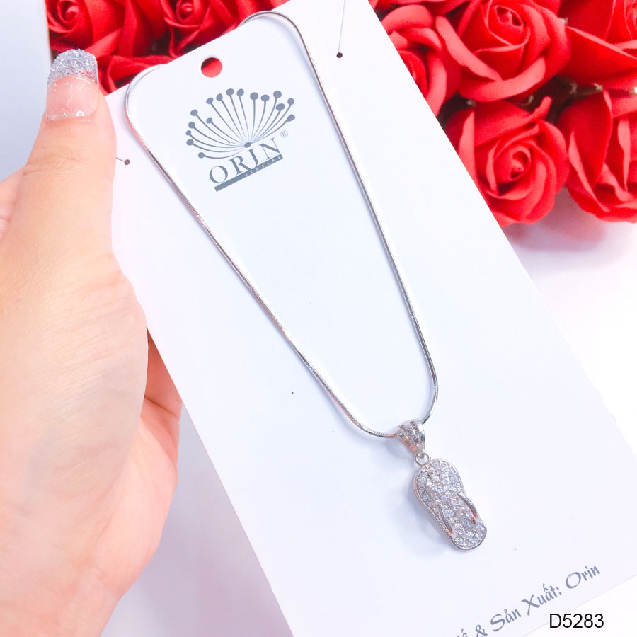 Dây chuyền bạc nữ, dây mì trơn mặt chiếc dép đính đá cao cấp Orin D5283