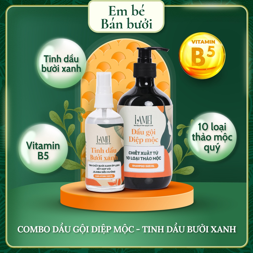 Combo Dầu Gội và Tinh Dầu Bưởi Xanh Lamei