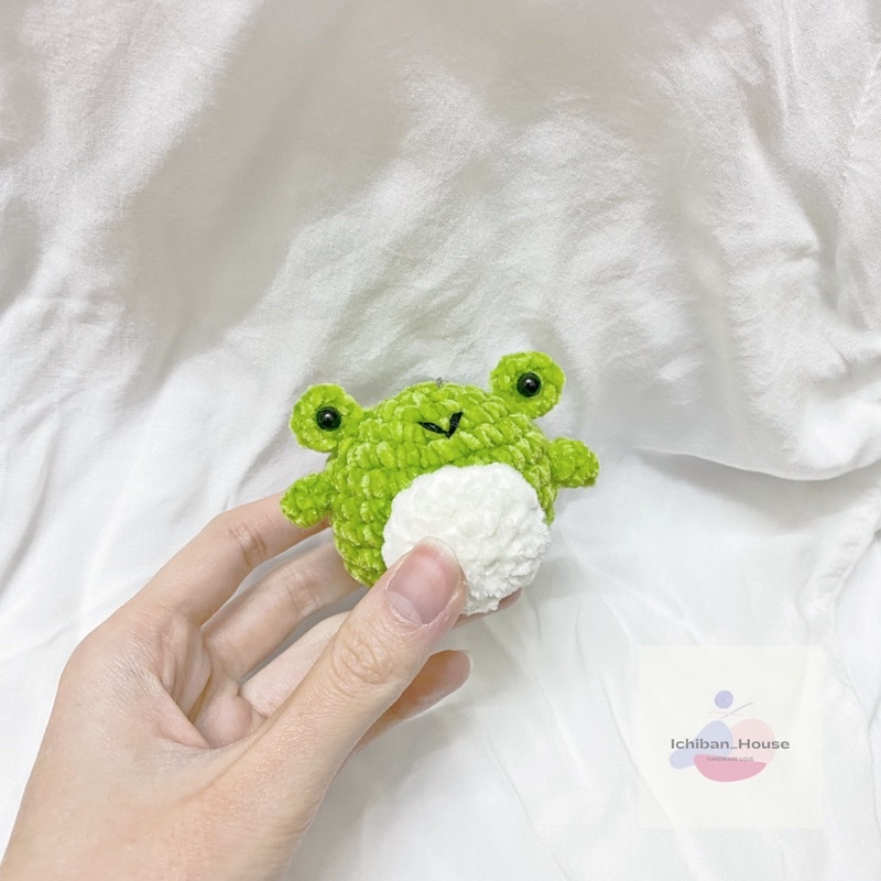 Móc khoá len Ếch xanh len cotton - len nhung