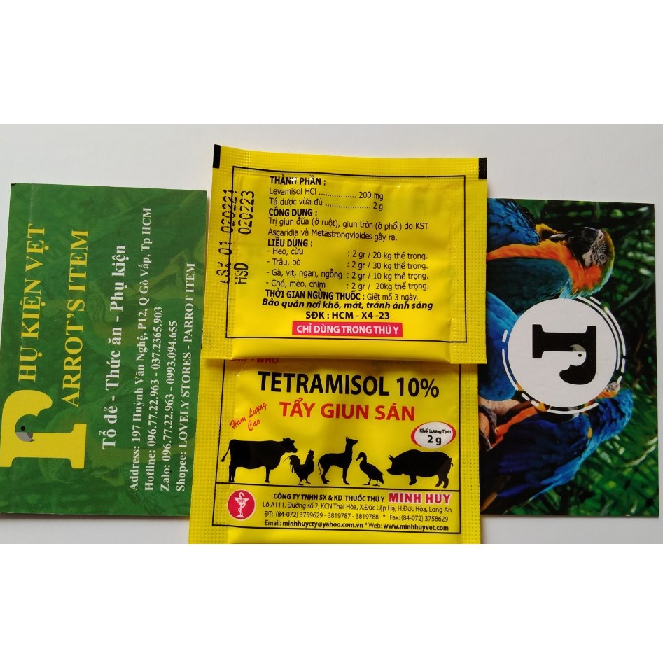 1 GÓI TERAMISOL 10% CHO CHIM,VẸT,THÚ CƯNG
