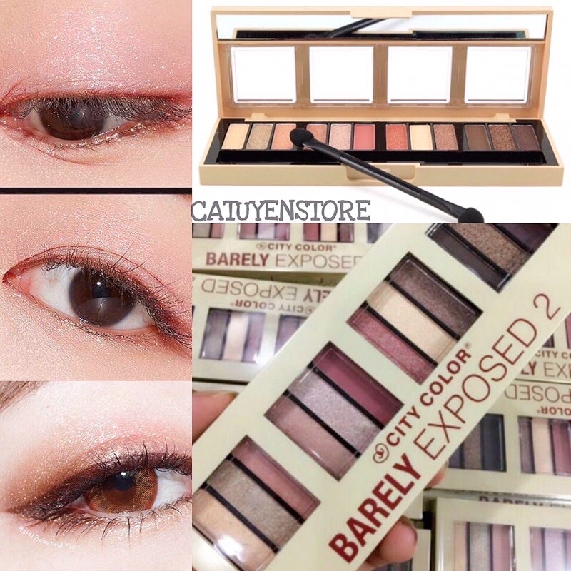 [Chính Hãng Mỹ] Bảng phấn mắt 12 màu City Color Barely Exposed 2 các tone ấm đẹp