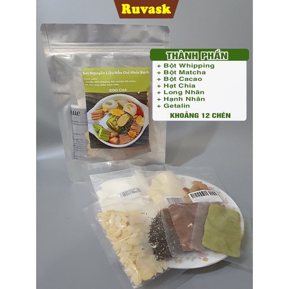 Chè Khúc Bạch Tự Nấu 10-12 Chén - Set Chè Khúc Bạch Nguyên Liệu Làm Tại Nhà Có Hướng Dẫn Nấu - Đồ Ăn Vặt Ruvask