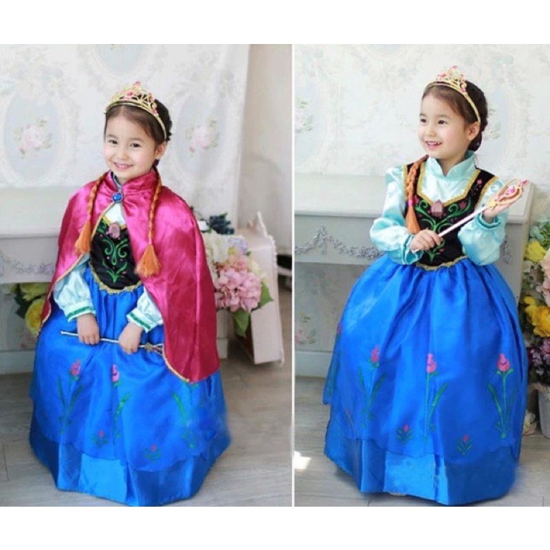 Đồ hoá trang Halloween cho bé gái - Đầm công chúa Anna Elsa Frozen dài tay dễ thương cho bé gái