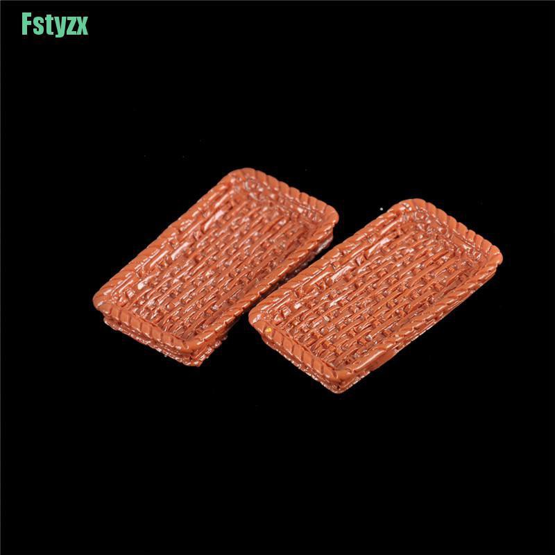 fstyzx 2Pcs Dollhouse Miniature Dinner Plate Dishes Kitchen Mini Food Plates Tableware