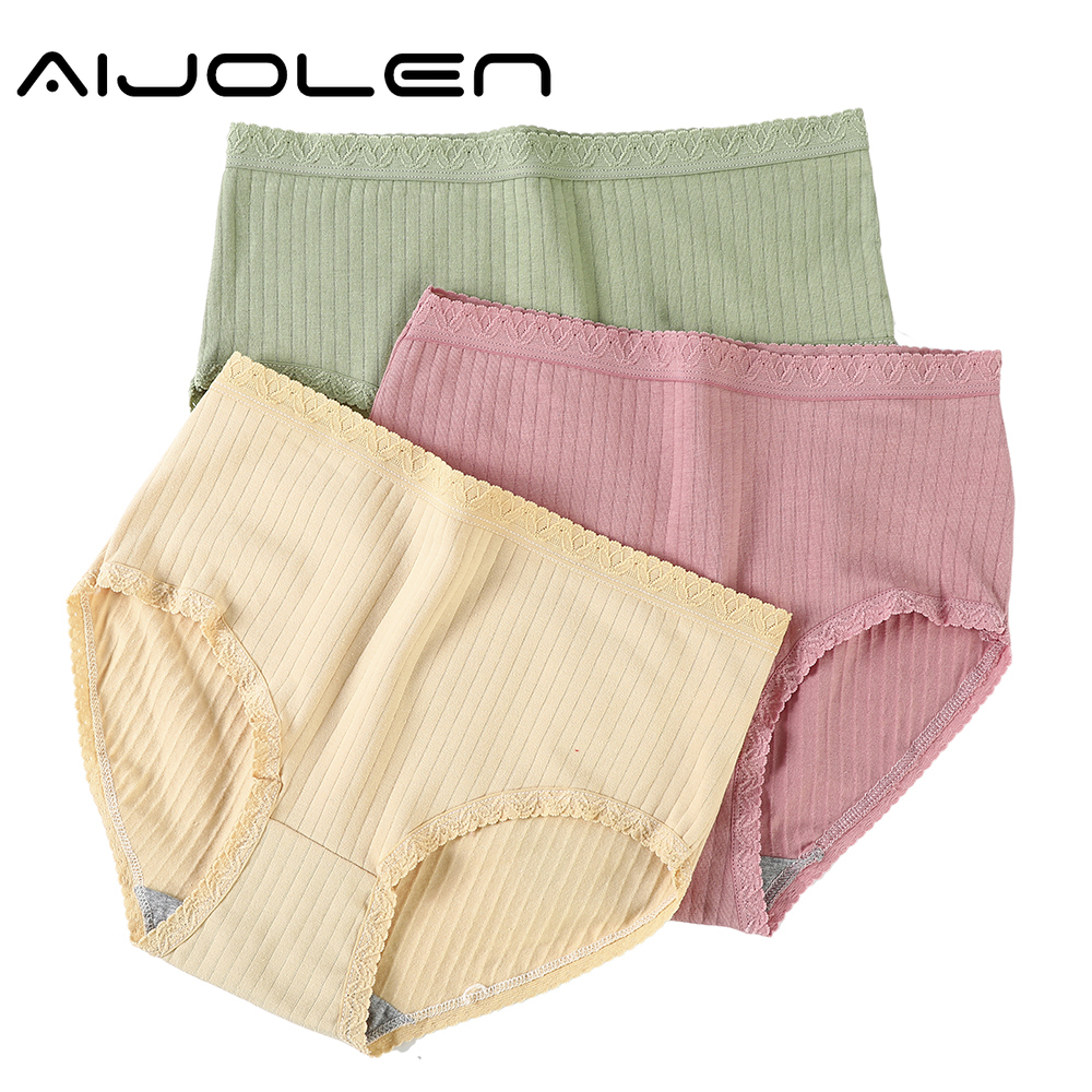 Quần Lót Aijolen Vải Cotton Lưng Cao Thoáng Khí Kháng Khuẩn Size Có Lớn Dành Cho Bạn Nữ