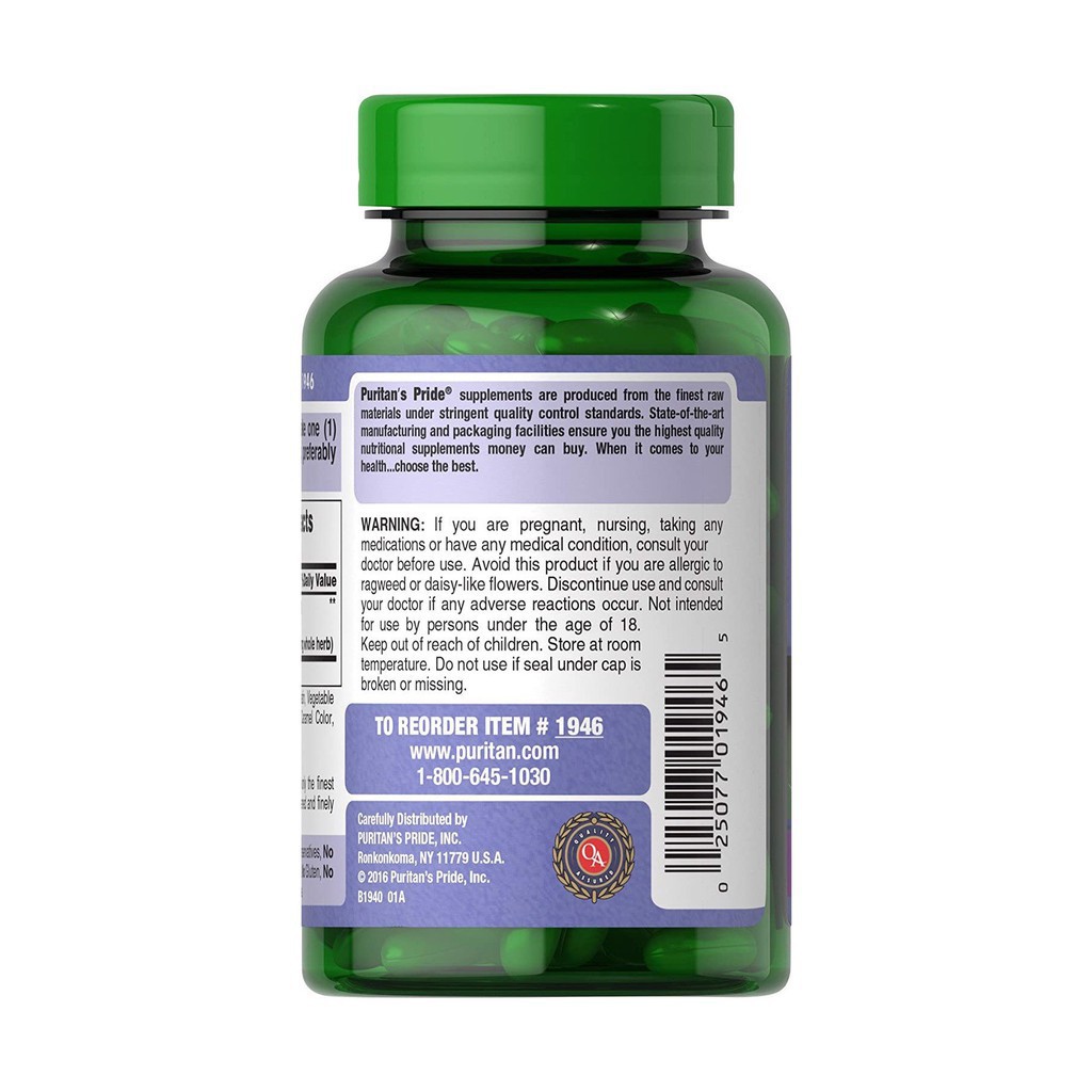 Viên Uống Giải Độc Gan Puritan's Pride Milk Thistle Extract 180 Viên