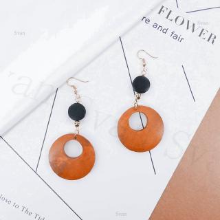 New Women's Multi-layer Bông tai Korean Creative Personality Geometric Wood