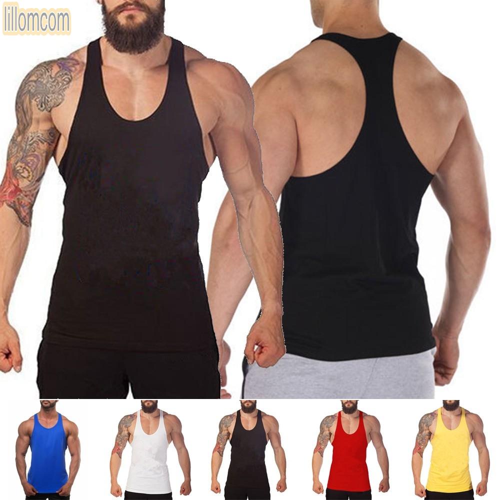 【Lomc】Áo ba lỗ tập thể hình đi biển màu trơn cơ bắp cho nam tập gym thể hình