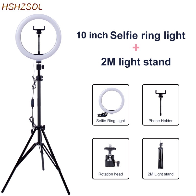 Vòng Đèn Led 26cm / 10inch Có Thể Điều Chỉnh Độ Sáng Hỗ Trợ Quay Video / Trang Điểm / Live Youtube