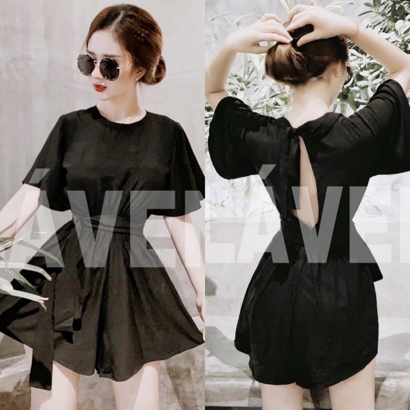 JUMPSUIT TAY BÈO NƠ LƯNG