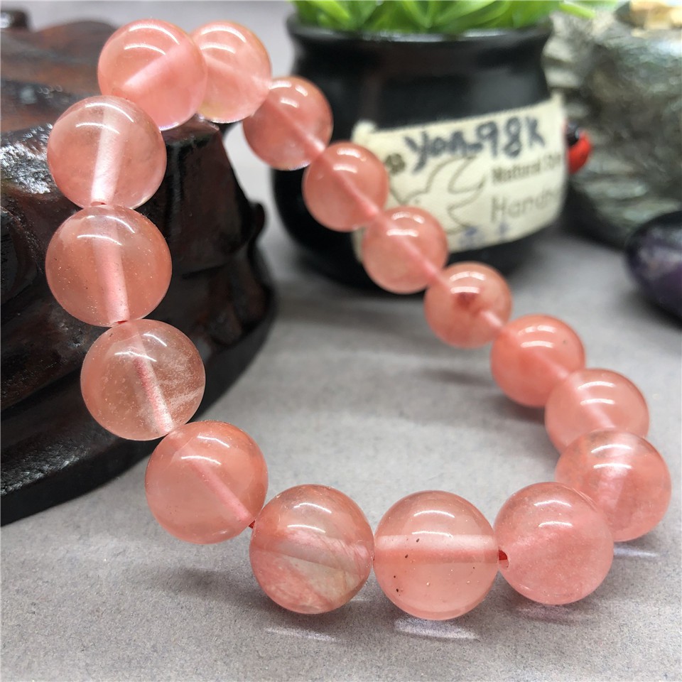 Vòng Tay Chuỗi Hạt Pha Lê Đỏ Dưa Hấu Tự Nhiên 6-12mm