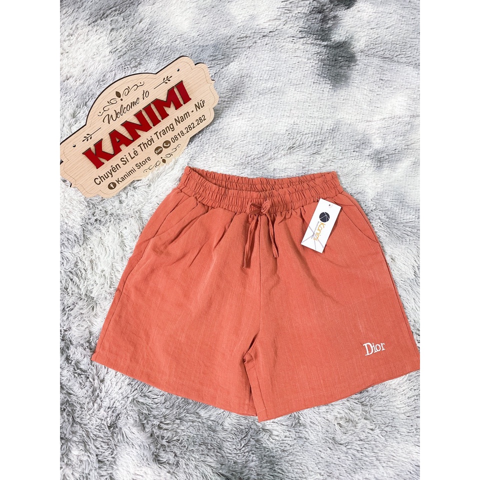 Quần short đũi_quần sooc đùi đũi thêu Dior Kanimi cạp chun siêu Hot_DD02 | BigBuy360 - bigbuy360.vn