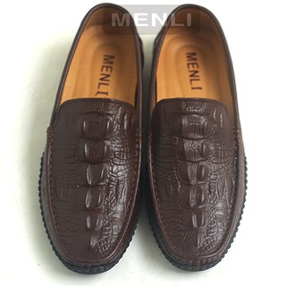 Giày lười da bò 100% dập vân cá sấu GLSP148 (Đen hoặc Nâu)