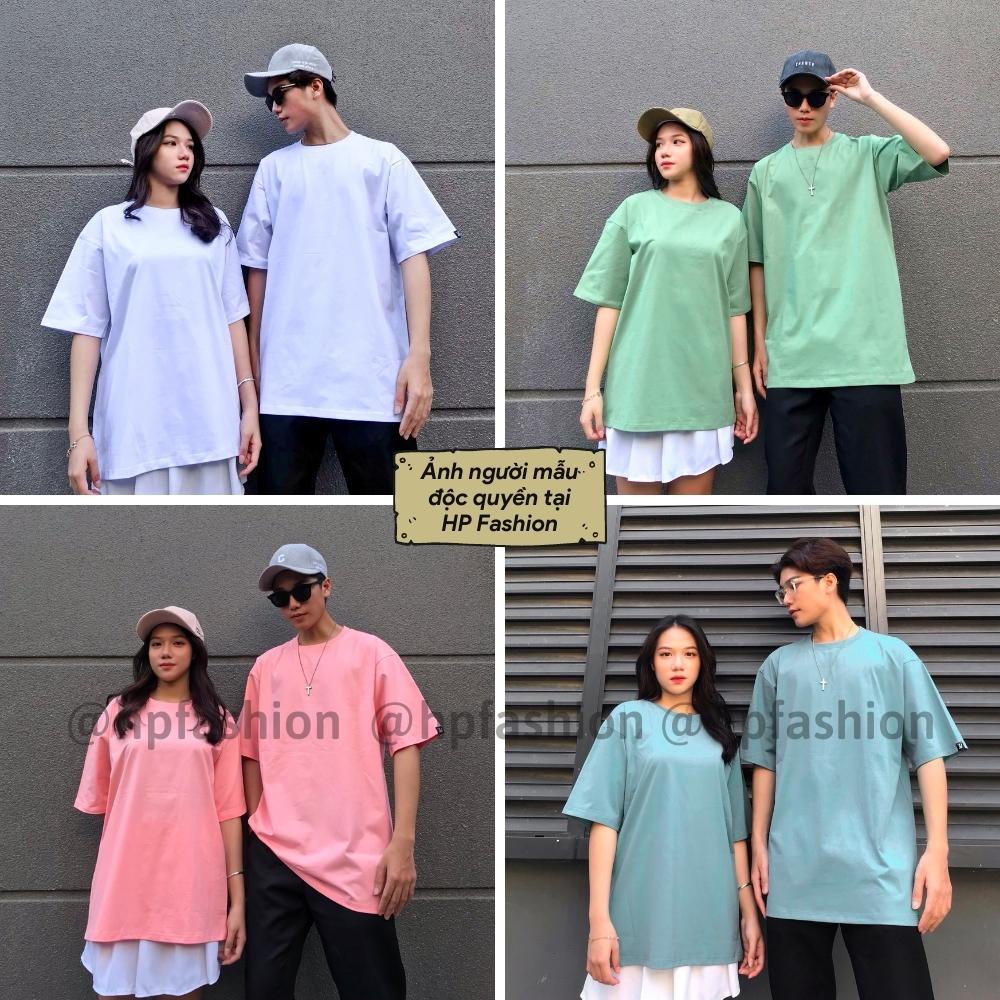 Áo thun trơn tay lỡ 100% Premium Cotton ❤️ Áo phông trơn Basic Tee form rộng Oversize dáng Unisex nam nữ - Happy Style