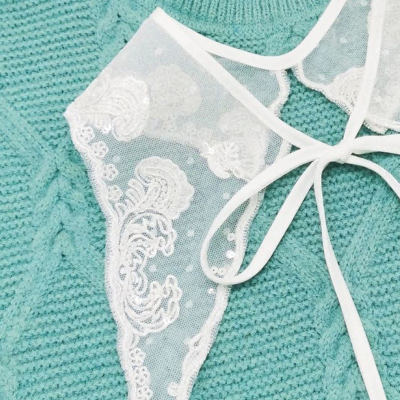 Cổ Áo Sơ Mi Giả Thêu Hoa Xinh Xắn Thời Trang Cho Nữ