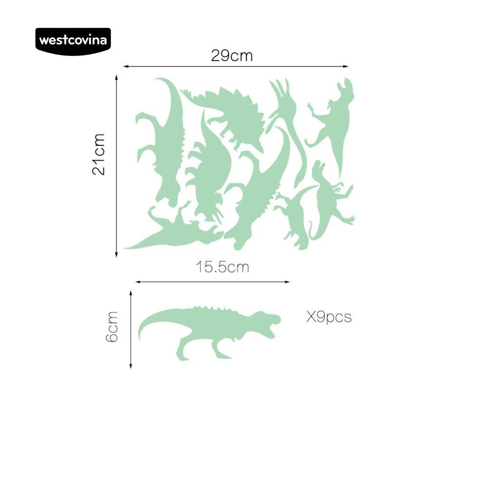Tờ 9 nhãn dán hình khủng long phát sáng trong tối độc đáo cho trang trí