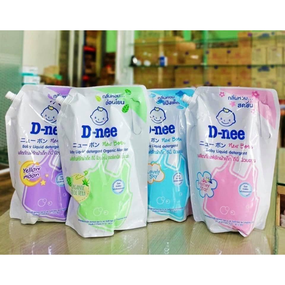 Nước giặt quần áo em bé Dnee nội địa Thái túi 1400ml có nắp vặn