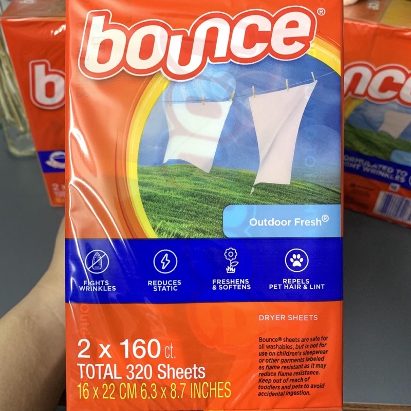 Giấy sấy thơm quần áo BOUNCE OUTDOOR FRESH 1 hộp 160 tờ.